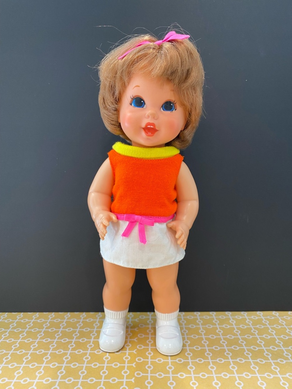 1967 Mattel Baby Small Walk Doll – Original Outfit – Working